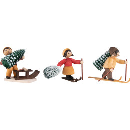 Winterkinder Baummauser 3-teilig gebeizt - 7 cm