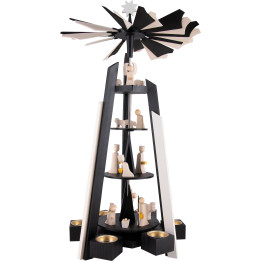 4-Tier Pyramid - Nativity - black-white - 60 cm / 23.6 inch