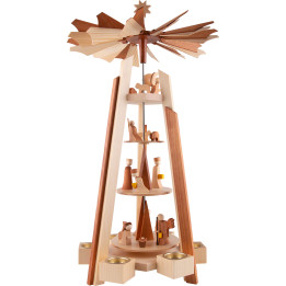 4-Tier Pyramid - Nativity - natural - 60 cm / 23.6 inch