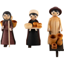 Pottery Sellers, Set of Three, Stained - 7 cm / 2.8 inch