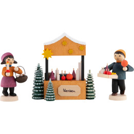 Winterkinder Kerzenverkäufer 3-teilig gebeizt - 7 cm