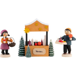 Winterkinder Kerzenverkäufer 3-teilig gebeizt - 7 cm