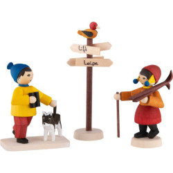 Winterkinder Winterwanderkinder 3-teilig gebeizt - 7 cm