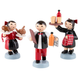 Winterkinder Kellnergruppe 3-teilig rot - 7 cm