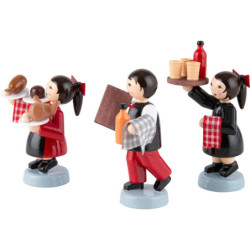 Winterkinder Kellnergruppe 3-teilig rot - 7 cm