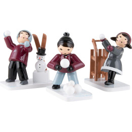 Winterkinder Schneeballkinder 3-teilig lila - 7 cm