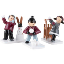 Winter Children Snowball Kids - 3 pcs. - purple - 7 cm / 2.8 inch