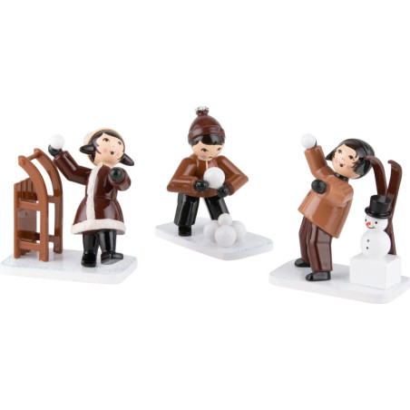 Winterkinder Schneeballkinder 3-teilig braun - 7 cm
