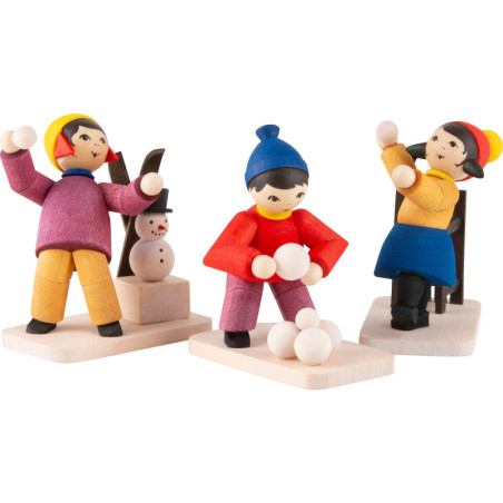 Winter Children Snowball Kids - 3 pcs. - stained - 7 cm / 2.8 inch
