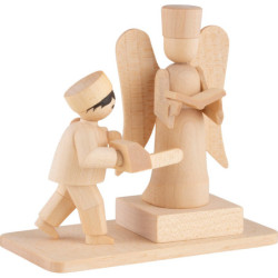 Winterkinder Junge mit Schneeskulptur natur - 7 cm