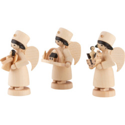Christmas Angel Ore Mountains, Set of Three, Natural - 7 cm / 2.8 inch
