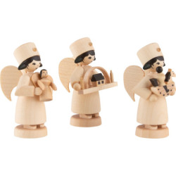 Christmas Angel Ore Mountains, Set of Three, Natural - 7 cm / 2.8 inch