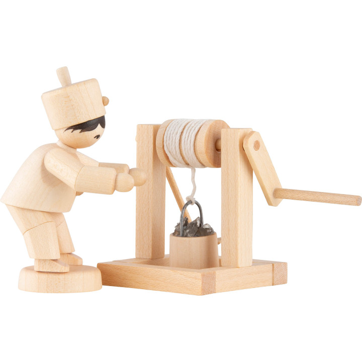 Miner with Reel, Natural - 7 cm / 2.8 inch