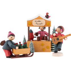 Winterkinder Kinderpunschverkäufer 4-teilig gebeizt - 7 cm
