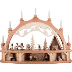 Schwibbogen Winterkinder mit beweglichen Figuren - 68x50 cm