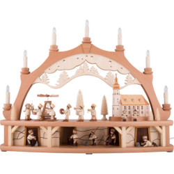 Candle Arch - Miners Parade with Moving Figurines - 68x50 cm / 26.8x19.7 inch