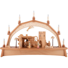 Schwibbogen Orientalische Krippe mit beweglichen Figuren - 76x52 cm