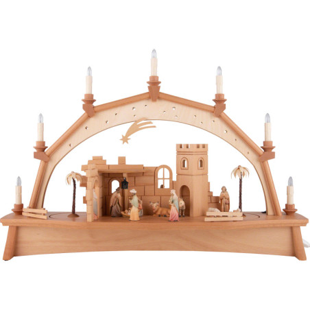 Schwibbogen Orientalische Krippe mit beweglichen Figuren - 76x52 cm