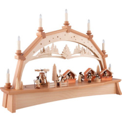 Candle Arch - Christmas Market with Moving Figurines - 76x52 cm / 29.9x20.5 inch