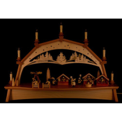 Candle Arch - Christmas Market with Moving Figurines - 76x52 cm / 29.9x20.5 inch