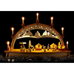 Candle Arch - Christmas Market with Moving Figurines - 76x52 cm / 29.9x20.5 inch