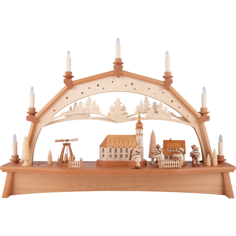 Candle Arch - Miners Parade with Moving Figurines - 76x52 cm / 29.9x20.5 inch