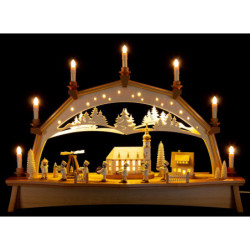 Candle Arch - Miners Parade with Moving Figurines - 76x52 cm / 29.9x20.5 inch