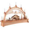 Schwibbogen Skihütte mit beweglichen Winterkindern - 76x52 cm