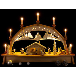 Candle Arch - Forest House with Moving Winter Children - 76x52 cm / 29.9x20.5 inch
