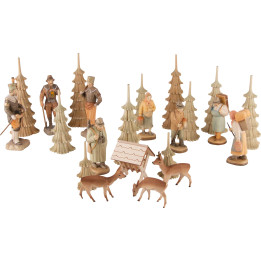 Figuren erzgebirgische Waldmotive für 4-stöckige Pyramide - 12 cm