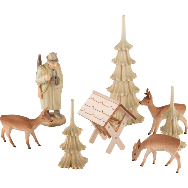 Figuren erzgebirgische Waldmotive für 4-stöckige Pyramide - 12 cm