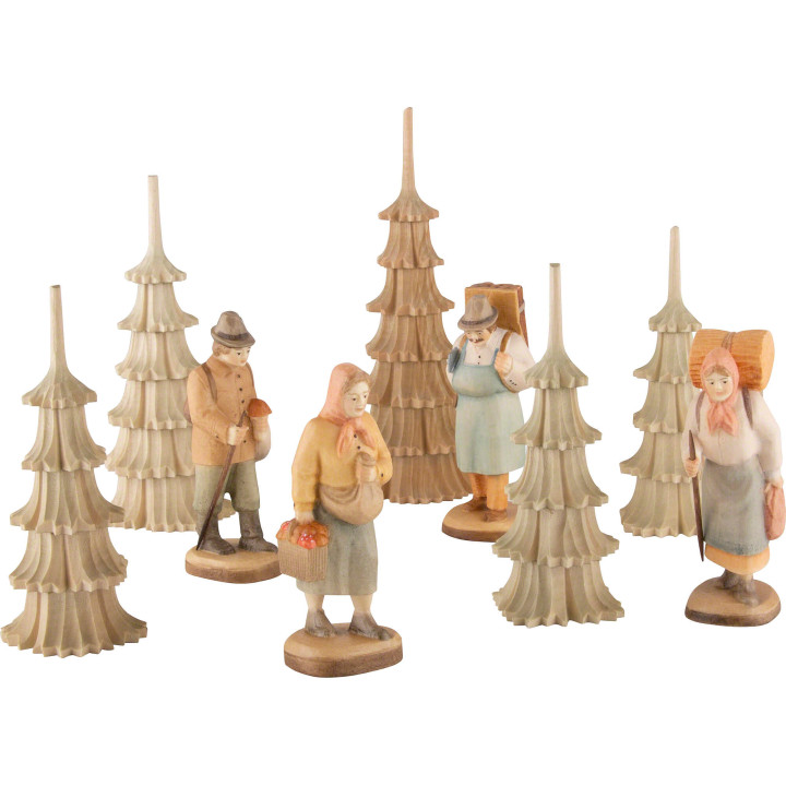 Figuren erzgebirgische Waldmotive für 4-stöckige Pyramide - 12 cm