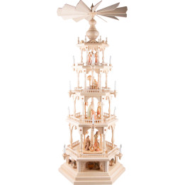 4-Tier Pyramid - Nativity - with Mine in Base - 145 cm / 57.1 inch