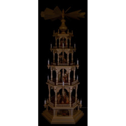 4-stöckige Pyramide Christi Geburt mit Bergwerk im Sockel - 145 cm