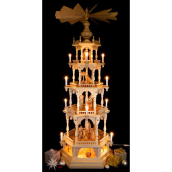 4-stöckige Pyramide Christi Geburt mit Bergwerk im Sockel - 145 cm