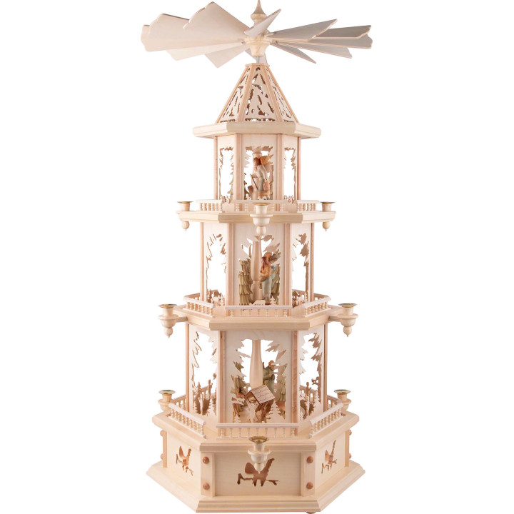 3-Tier Pyramid - Forest Theme - Ore Mountain Forest People - 105 cm / 41.3 inch