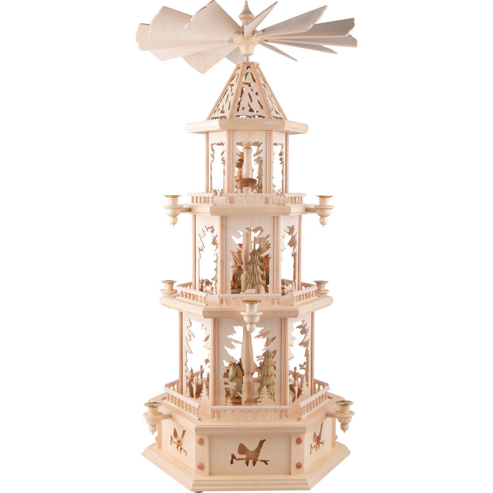 3-Tier Pyramid - Forest Theme - Ore Mountain Forest People - 105 cm / 41.3 inch