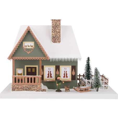 Lichterhaus Altes Forsthaus mit Weihnachtsbaum - 25 cm
