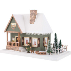 Lighted House Old Forester's Lodge with Christmas Tree - 25 cm / 9.8 inch