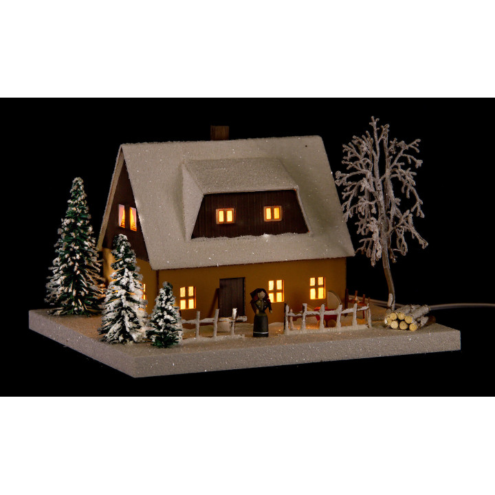Lichterhaus Erzgebirgshaus ocker - 11,5 cm
