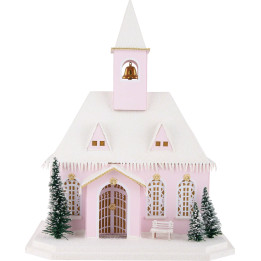 Lighted House Pink Church - 29 cm / 11.4 inch