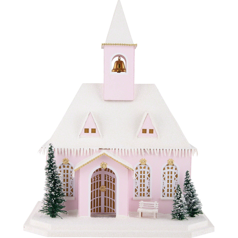 Lichterhaus Rosa Kirche - 29 cm