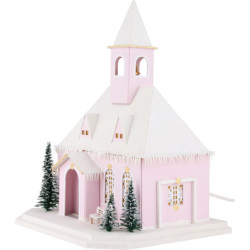 Lichterhaus Rosa Kirche - 29 cm