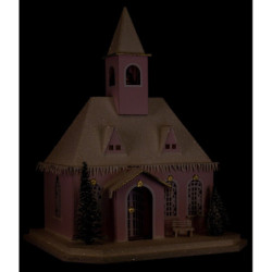 Lighted House Pink Church - 29 cm / 11.4 inch