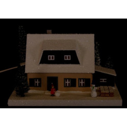 Lichterhaus Erzgebirgshaus mit Schuppen, klein - 18,5 cm
