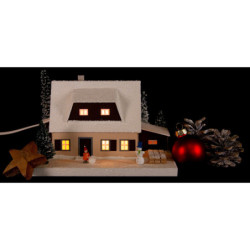 Lichterhaus Erzgebirgshaus mit Schuppen, klein - 18,5 cm