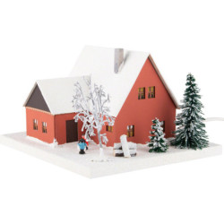 Lichterhaus Erzgebirgshaus mit Kindern, klein - 18,5 cm