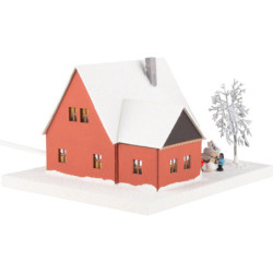 Lichterhaus Erzgebirgshaus mit Kindern, klein - 18,5 cm