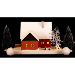 Lichterhaus Erzgebirgshaus mit Kindern, klein - 18,5 cm