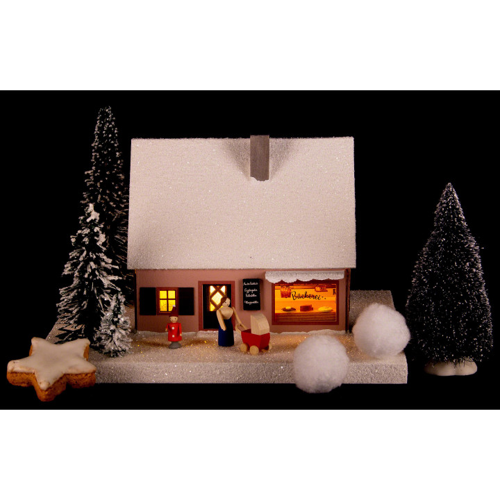 Lighted House Bakery, small - 11 cm / 4.3 inch